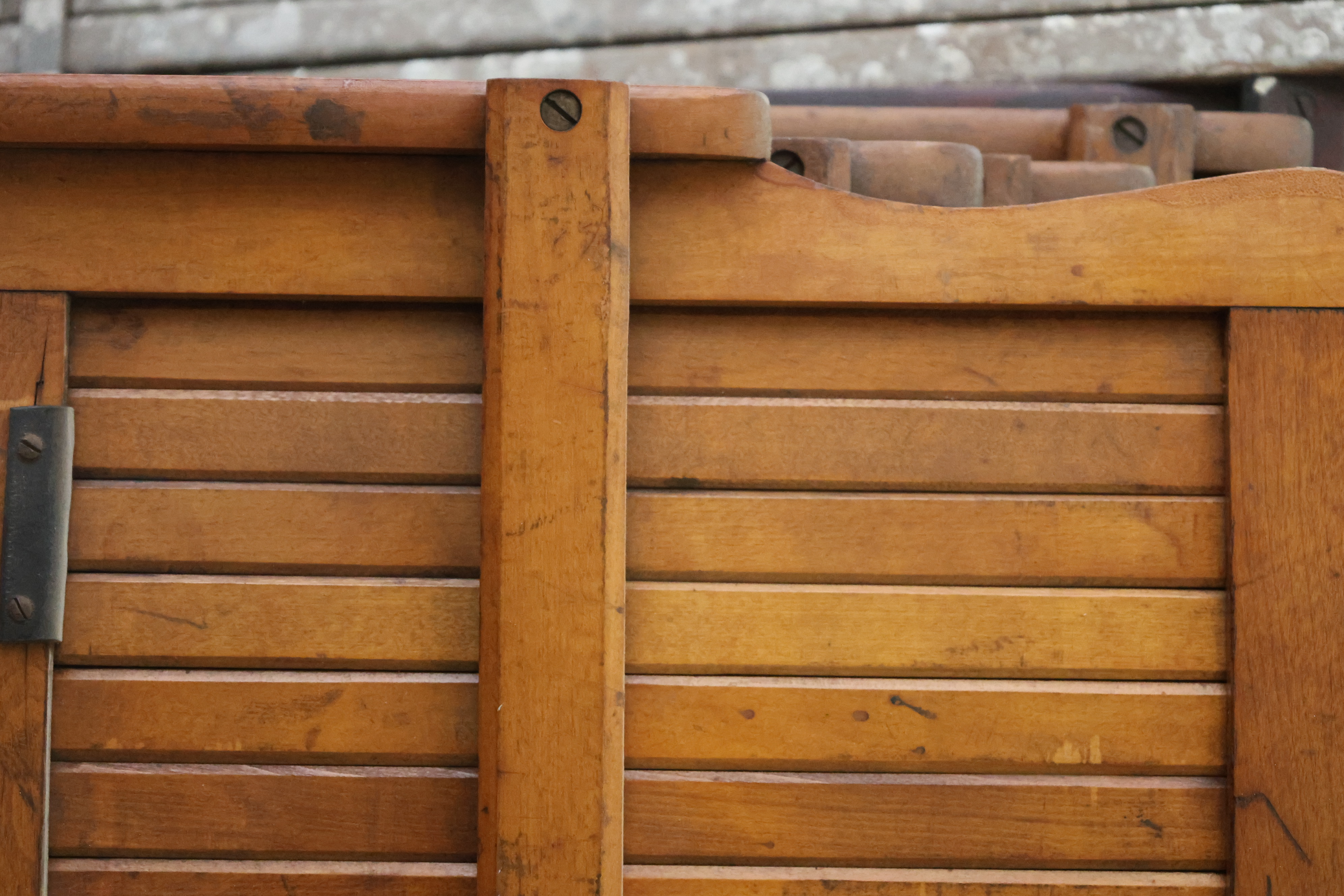 Close view of antique wooden chairs inside the Tiffany Ballroom